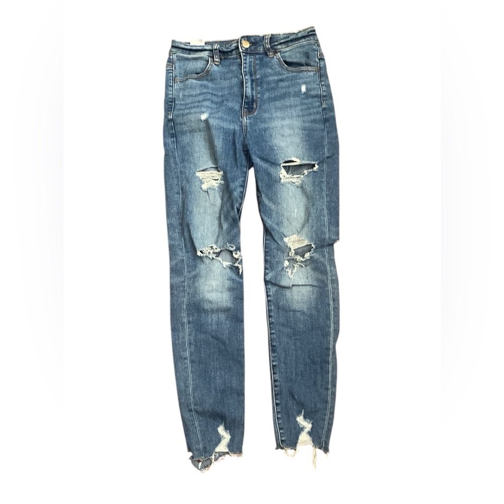 AEO Super Stretch X Highest Rise Ripped Blue Jeggings